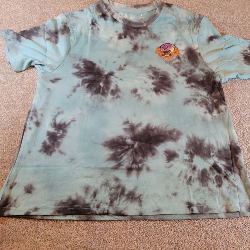 Neff Mens T-Shirt Large Tie Dye 3 Eyed Tiger Back Graphic Skater Streetwear NEW